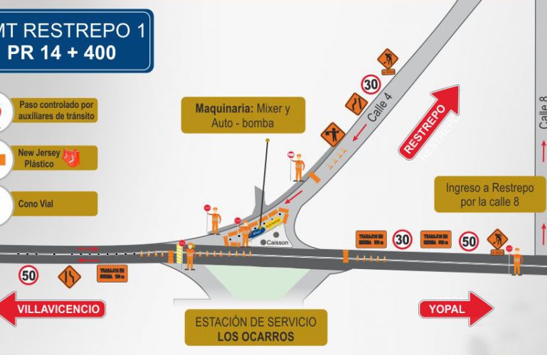 El 9 de julio se presentará paso controlado  en la zona de ingreso a Restrepo