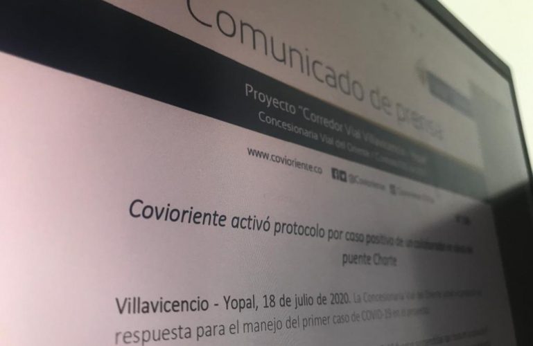 Covioriente activó protocolo por caso positivo de un colaborador en obras del puente Charte
