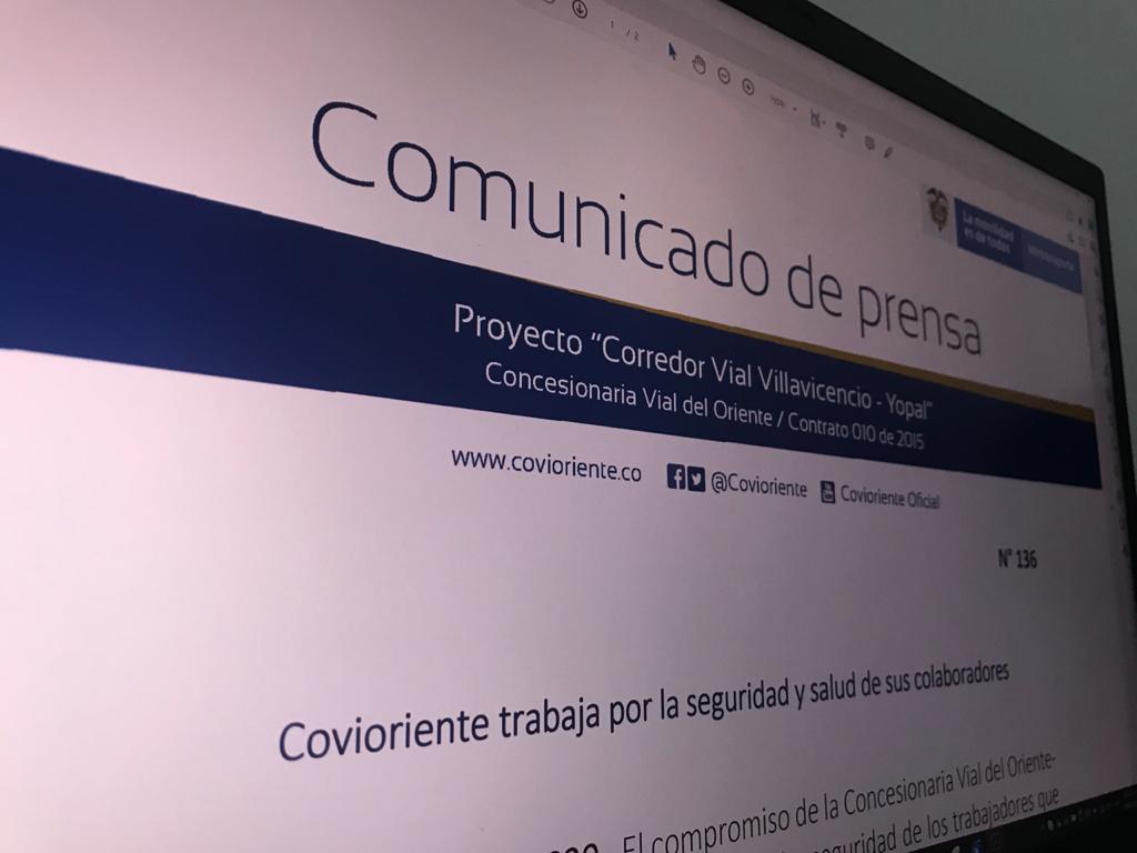 Yopal, 29 de julio de 2020. El compromiso de la Concesionaria Vial del Oriente-Covioriente es velar siempre por la salud y seguridad de los trabajadores que adelantan la construcción del Proyecto Corredor Vial Villavicencio-Yopal, pero además de los ciudadanos que residen en las áreas de influencia de los proyectos.   Para tal fin, Covioriente ha […]