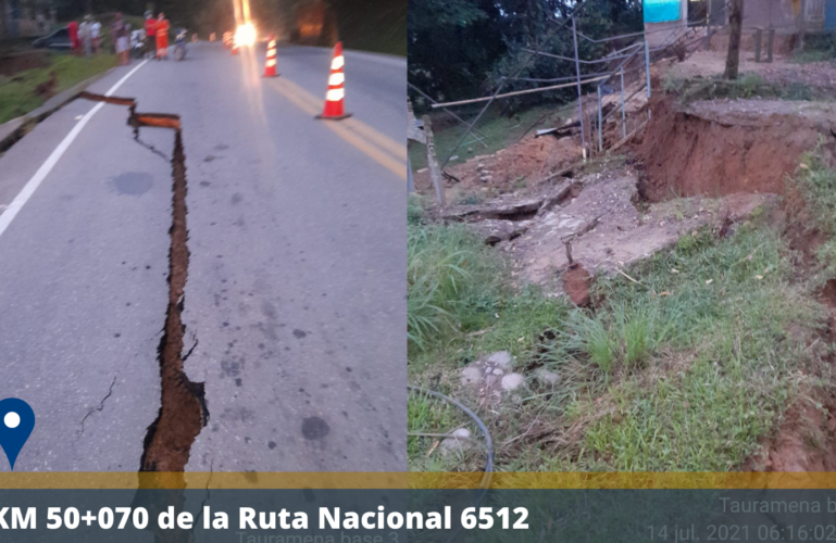 Falla genera desprendimiento de la vía en el sector de Puente Cusiana