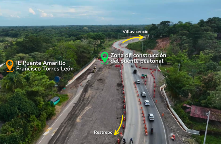 Se presentarán restricciones vehiculares en la vía Villavicencio – Restrepo por instalación de puente peatonal